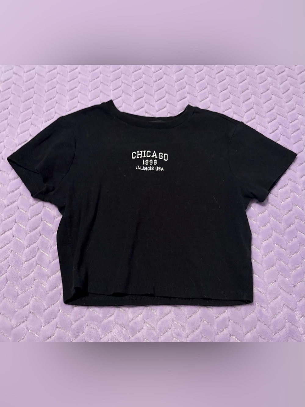 Forever 21 black 'Chicago 1996 Illinois USA' Cropped Tee